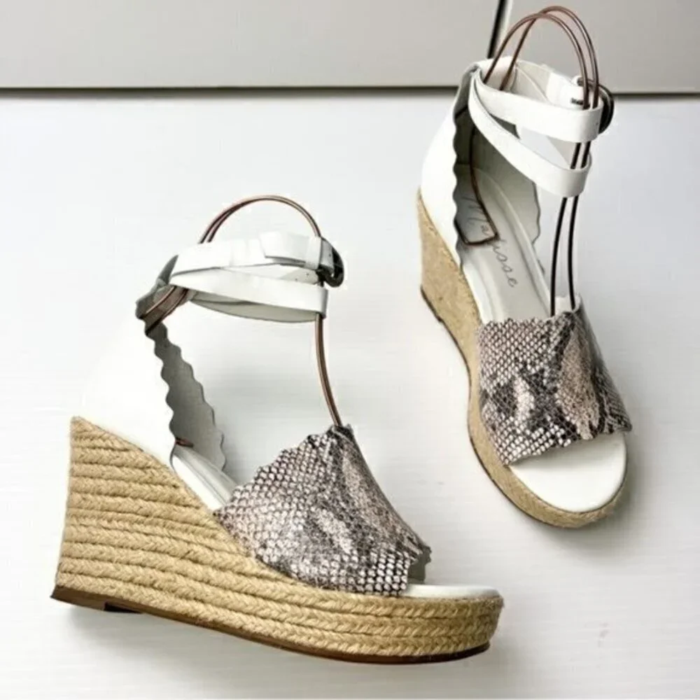 Matisse Espadrille Sandals womens size 8 Roma Snakeskin Wedge ankle strap